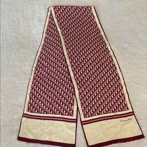 Vintage Christian Dior Burgundy and Cream Scarf